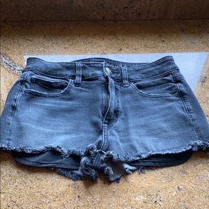 Black fade jean shorts